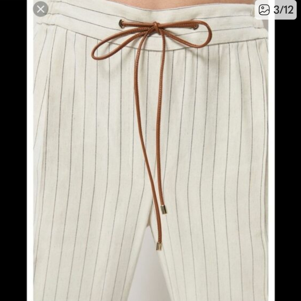 Nwot Massimo Dutti Linen Blend Pants Ivory And Black Size 6 — image 4 of 8